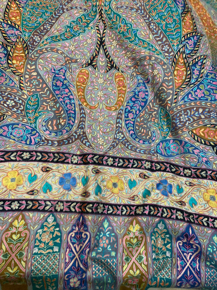 Pashtush India Womens Shawls Pashtush Women'S Pure Pashmina Handmade Kalamkari Shawl, Multicoloured, Subtle Hues