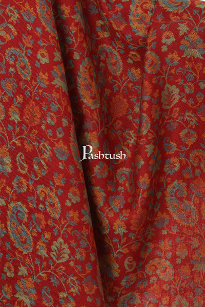 Pashtush Store Stole Pashtush Women's Reversible Stole, Chanting Paisley Weave Scarf, Crimson Maroon