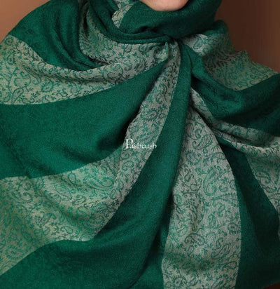 Pashtush Store Stole Pashtush Women's Reversible Stole, Scarf with Stripes, Emerald Green
