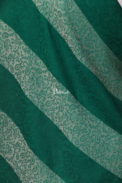 Pashtush Store Stole Pashtush Women's Reversible Stole, Scarf with Stripes, Emerald Green