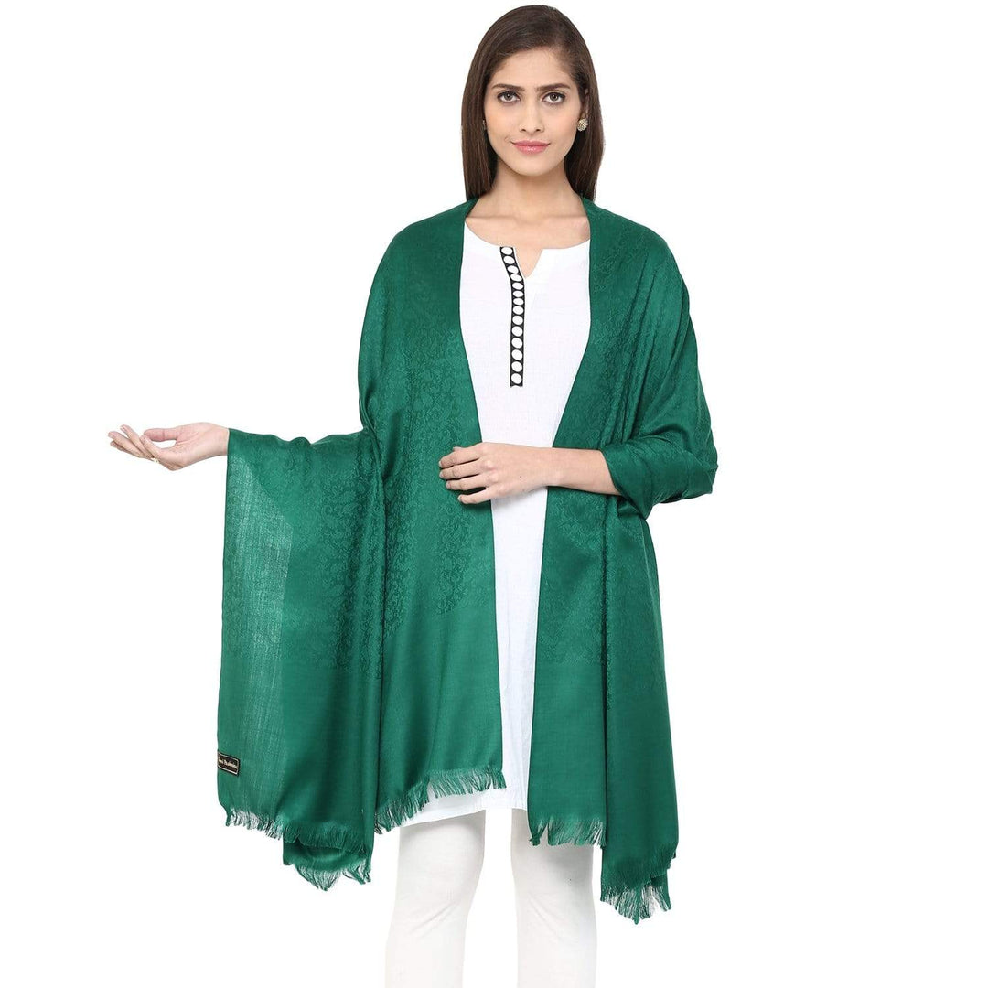 Pashtush India 100x200 Pashtush Women's Self Paisley, Fine Wool Shawl, Bottle Green