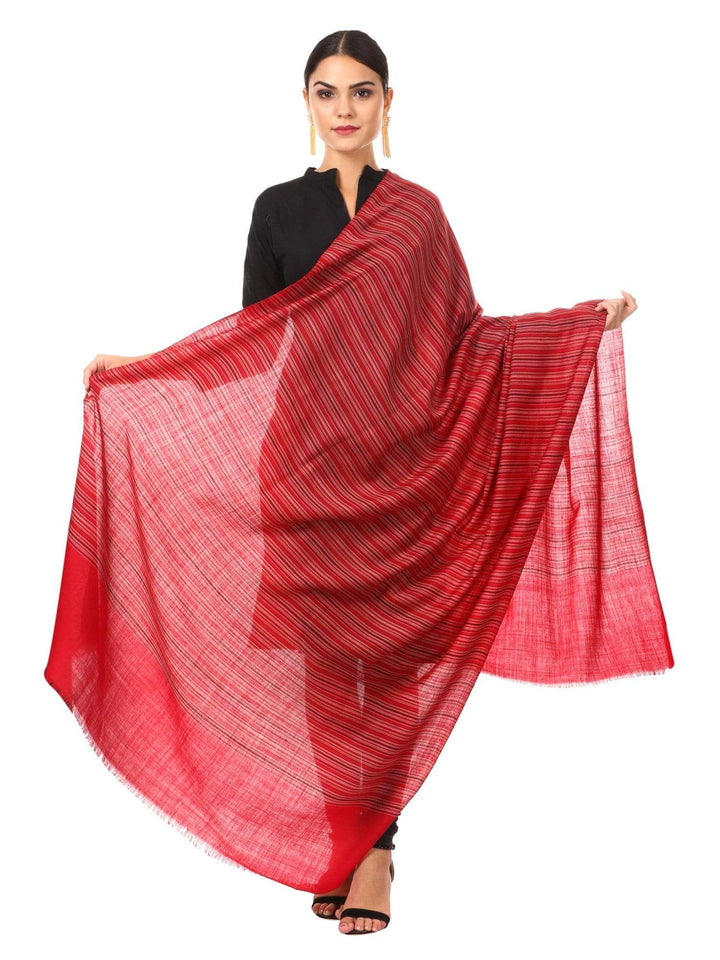 Pashtush Shawl Store Shawl Pashtush Women's Shawl, Fine Wool, Striped Design, Faux Pashmina, Soft and Warm, Maroon