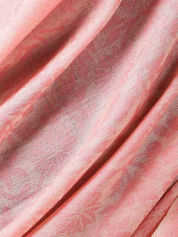 Pashtush India 70x200 Pashtush Women's Silk-Pashmina Reversible Floral Scarf, Soft and Warm (Powder pink)