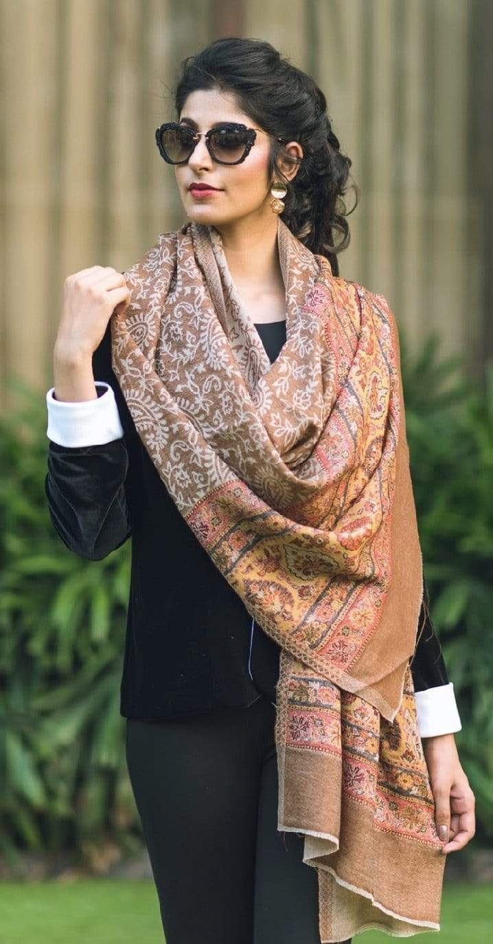 Pashtush Women'S Silk-Wool Reversible Stole