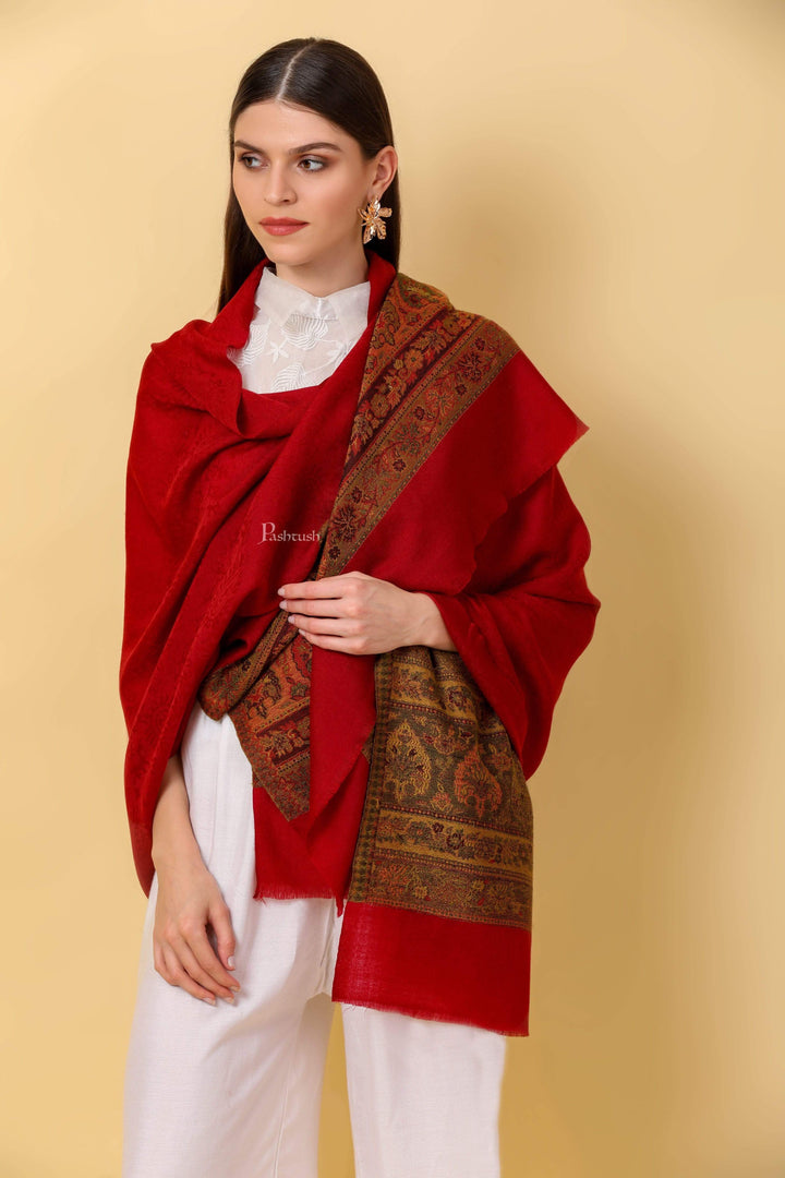 Pashtush India 70x200 Pashtush Women's Silk-Wool Reversible Stole
