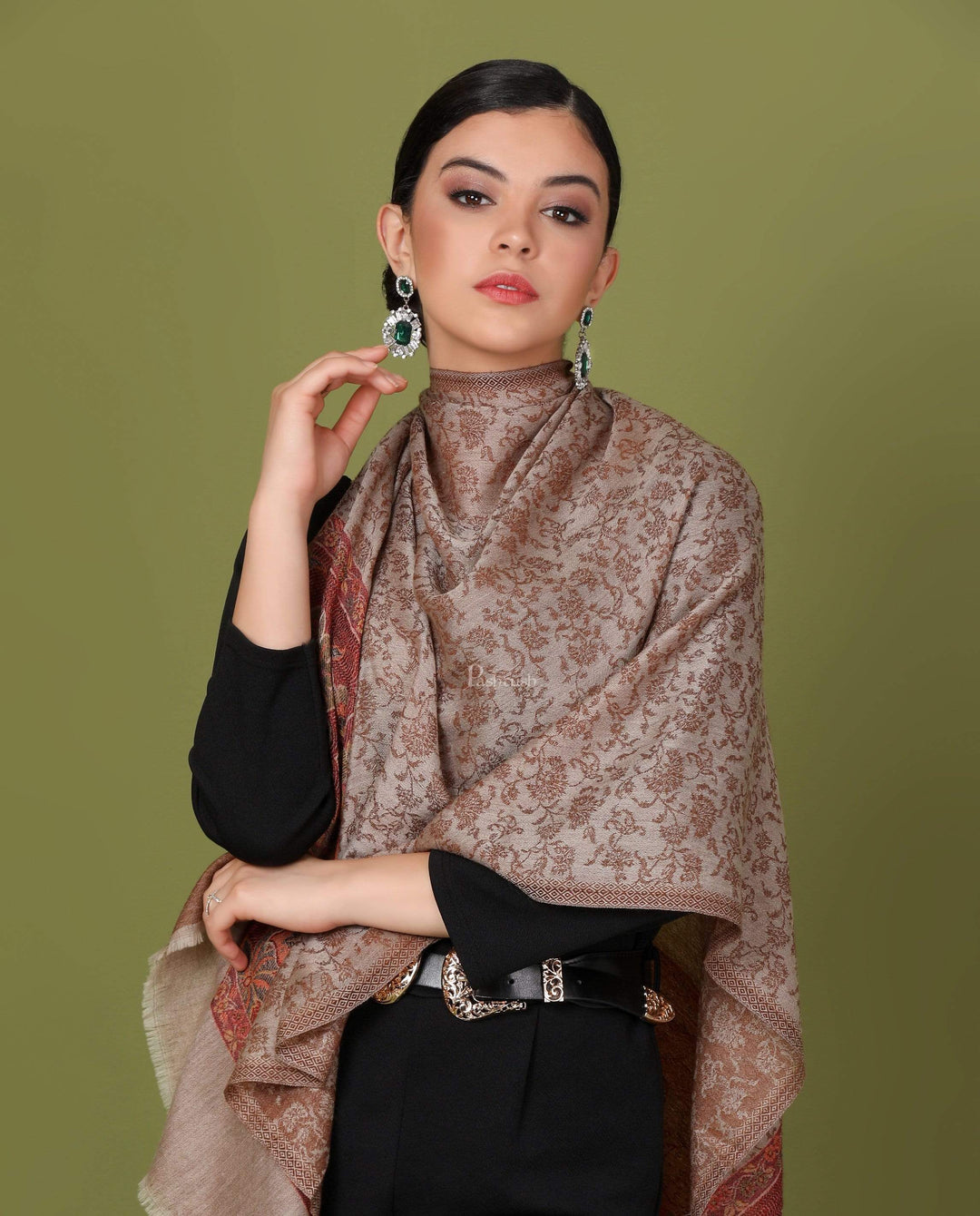 Pashtush India 70x200 Pashtush Women's Silk-Wool, Soft Reversible Stole