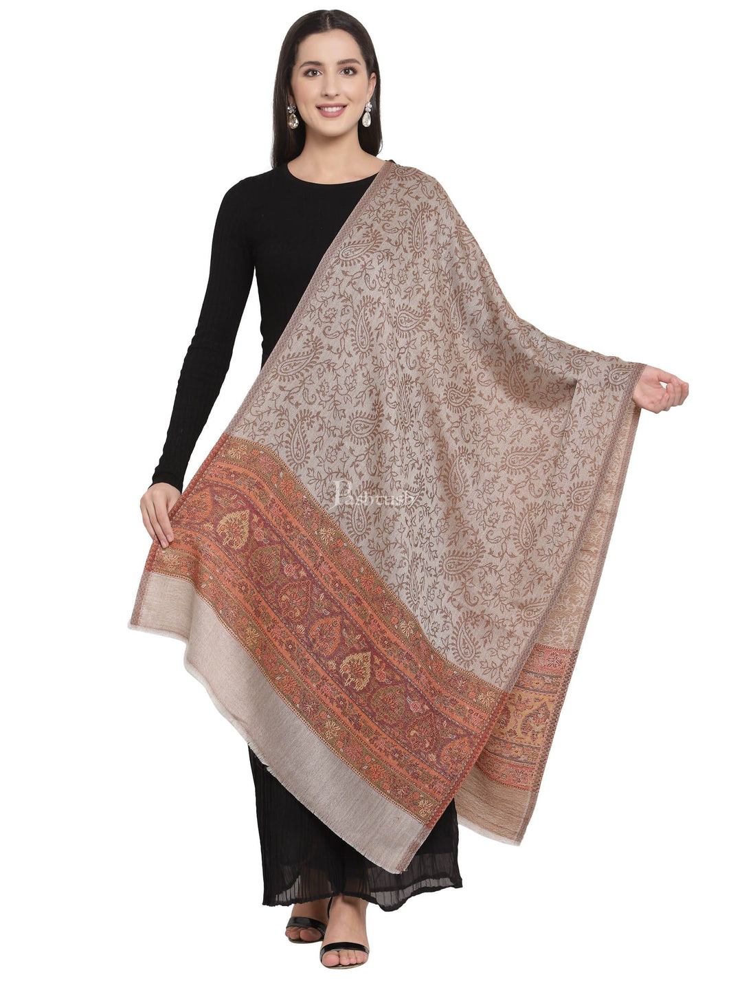 Pashtush India Womens Stoles and Scarves Scarf Pashtush Women'S Silk-Wool, Soft Reversible Stole