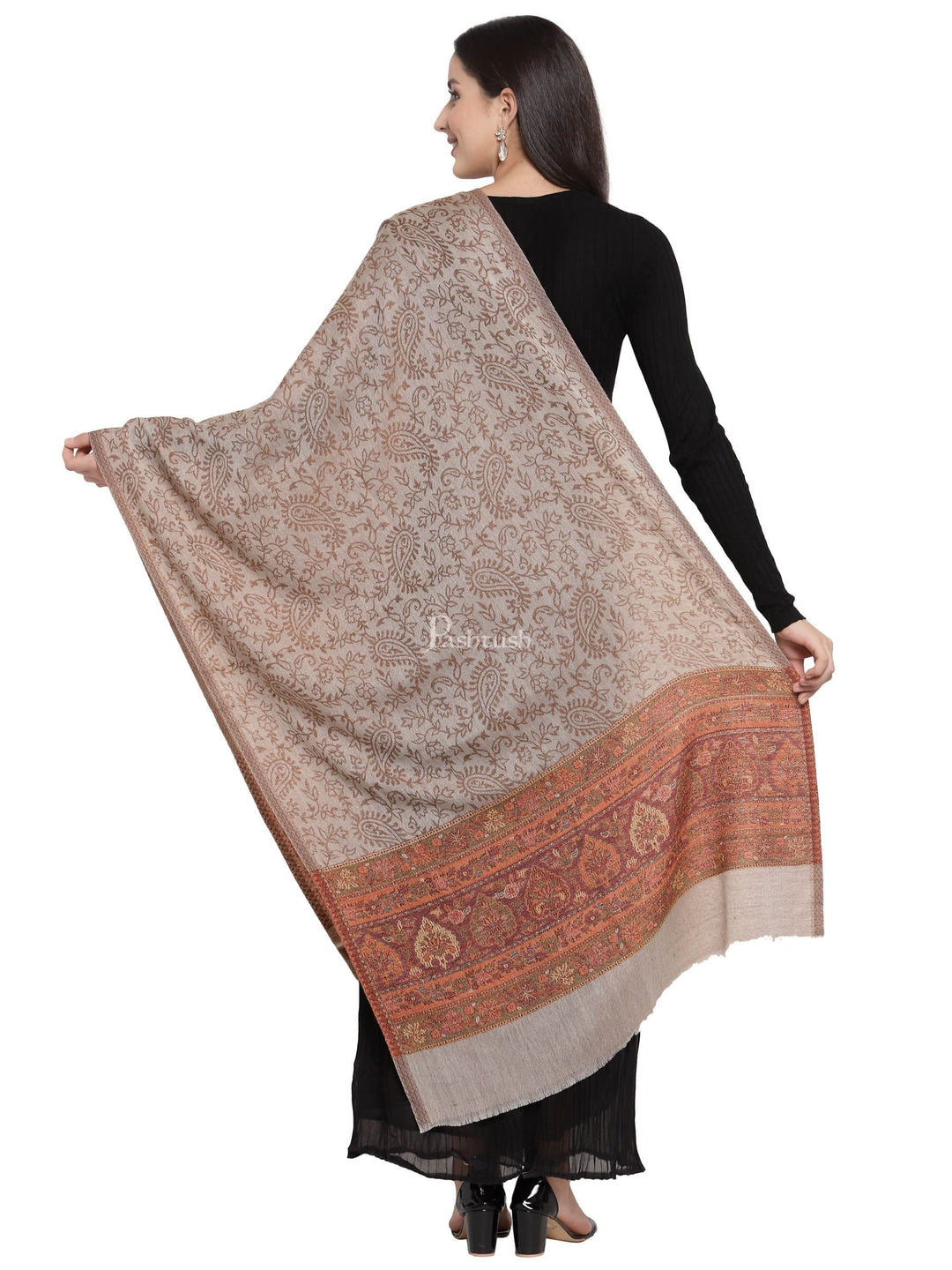 Pashtush India Womens Stoles and Scarves Scarf Pashtush Women'S Silk-Wool, Soft Reversible Stole