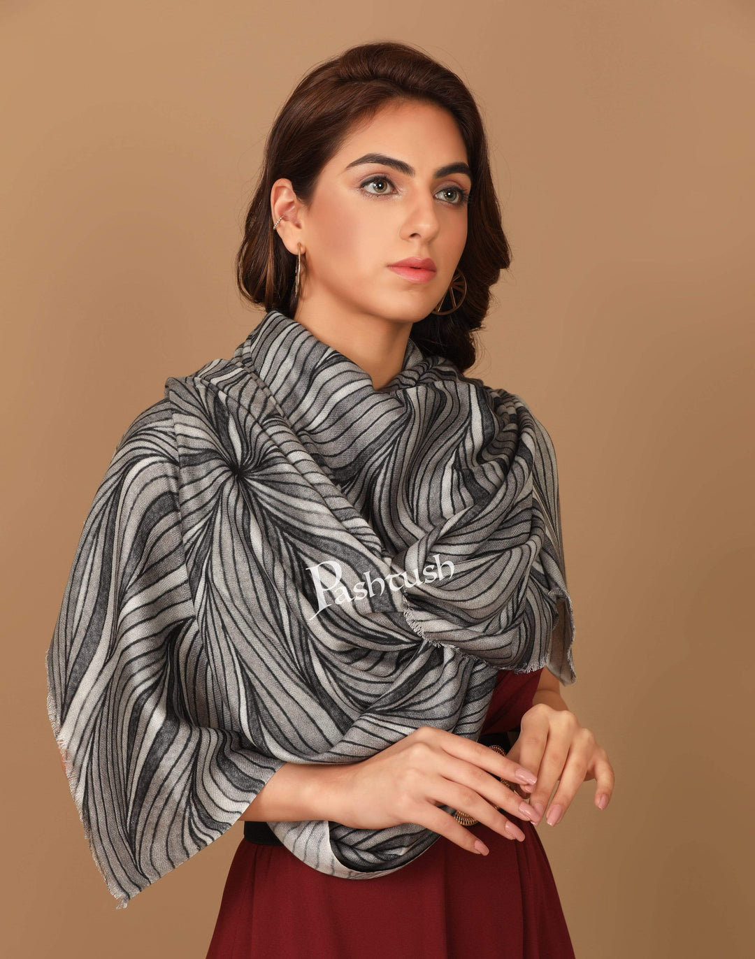 Pashtush Women'S Soft Bamboo Scarf, Casual, Printed Scarf, Extra
