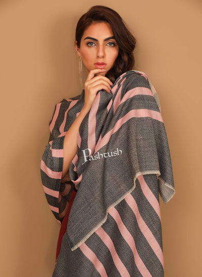 Pashtush India Stole Pashtush Women's Soft Fine Wool Scarf, Peach and Grey Melange