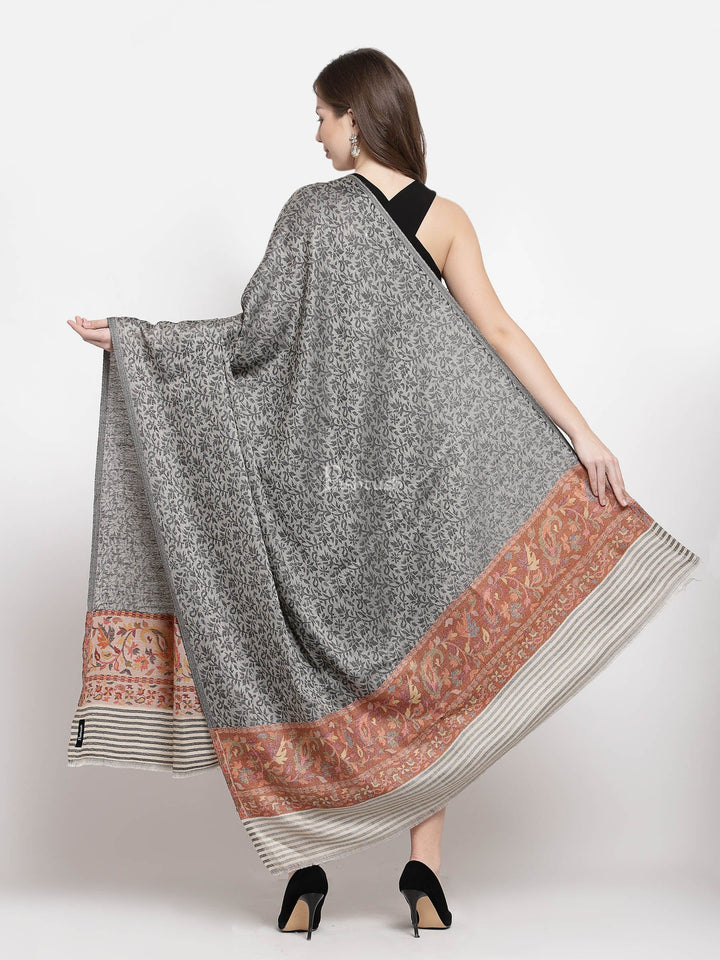 Pashtush India Womens Shawls Pashtush Women'S Soft Wool Cashmere Blended Shawl, Ethnic Palla, Grey