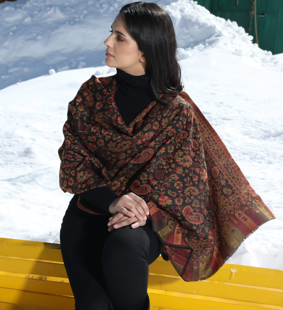 Pashtush India 70x200 Pashtush Women's Soft Wool, Reversible Stole, Scarf, Kaani Weave, Taupe