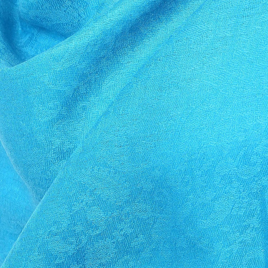 Pashtush Women'S Soft Wool Shawl Majenta With Jacquard Design, Aqua