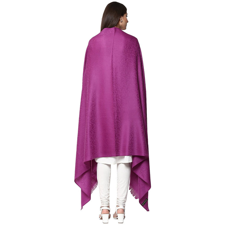 Pashtush Women'S Soft Wool Shawl Majenta With Jacquard Design, Muave