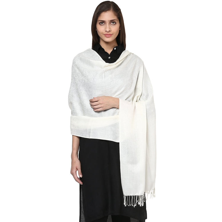 Pashtush Women'S Soft Shawl Pearl White Stole