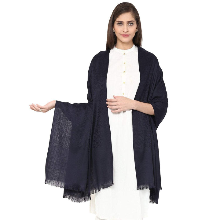 Pashtush Women'S Soft Shawl With Jacquard Design, Midnight Blue
