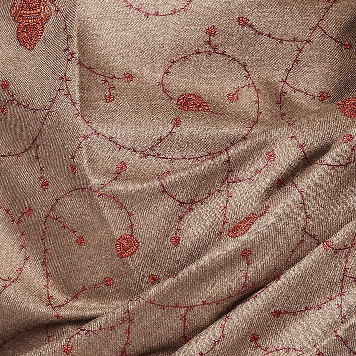 Pashtush Women'S Wool Shawl Jaal With Handmade Embroidery Palla