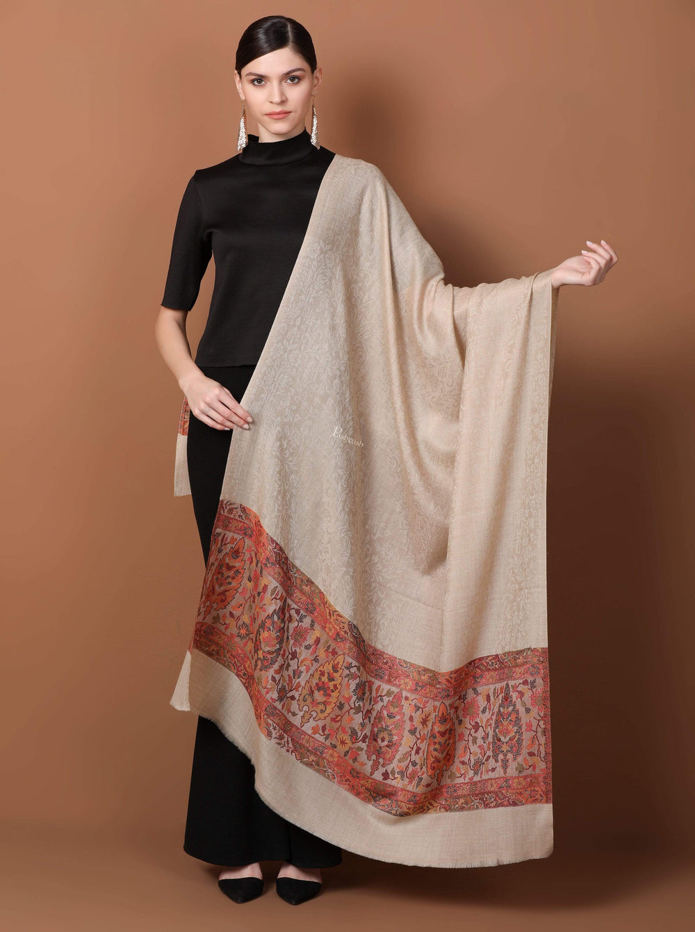 Pashtush India Shawl Pashtush Women's Wool Soft Wool Cashmere Blended Shawl with Kaani Weave Palla