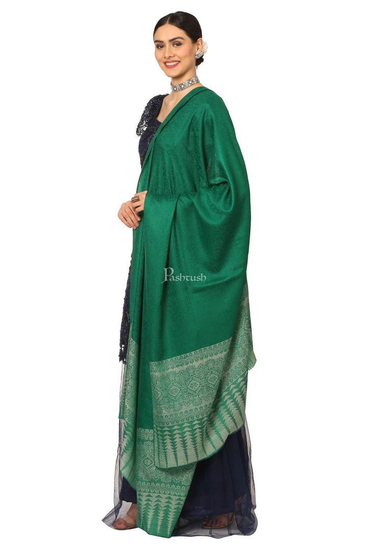Pashtush India Womens Shawls Pashtush Women'S Wool Ultra Soft Fine Wool Cashmere Blended Shawl - Green