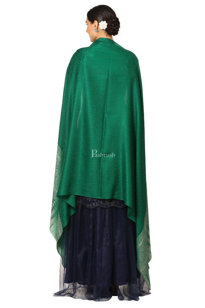 Pashtush India Womens Shawls Pashtush Women'S Wool Ultra Soft Fine Wool Cashmere Blended Shawl - Green