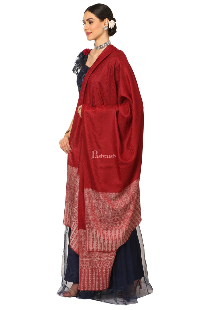 Pashtush India Womens Shawls Pashtush Women'S Wool Ultra Soft Fine Wool Cashmere Blended Shawl - Maroon