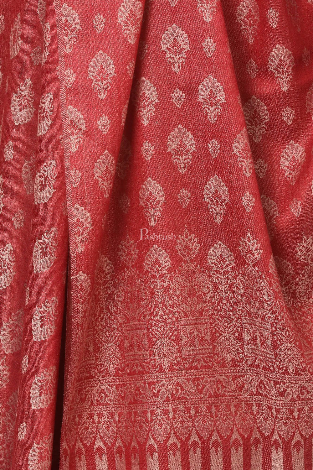 Pashtush India Womens Shawls Pashtush Women'S Wool Ultra Soft Fine Wool Cashmere Blended Shawl -  Red
