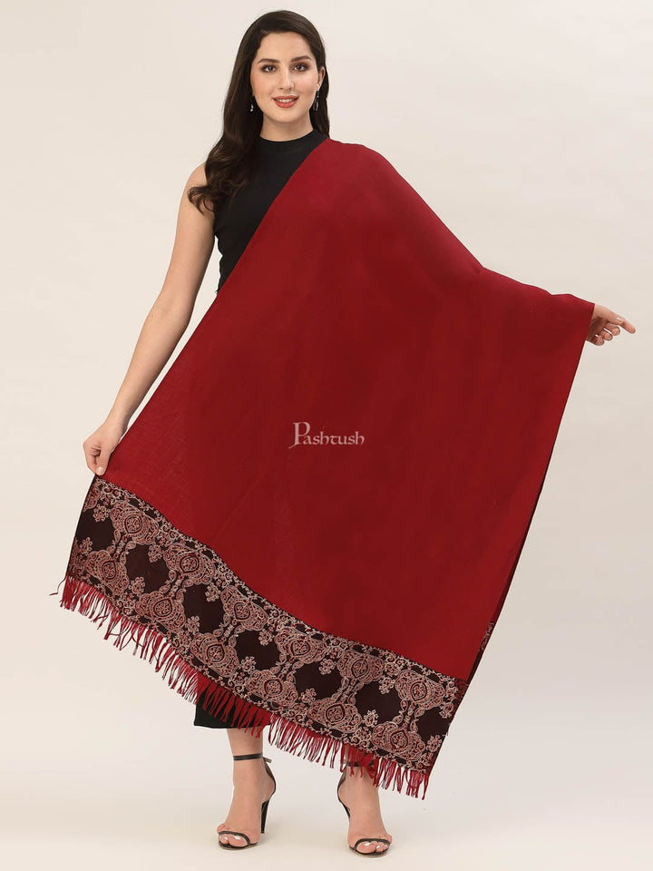 Pashtush India Womens Shawls Pashtush Womens 100% Hand Embroidery Shawl Woollen Kingri