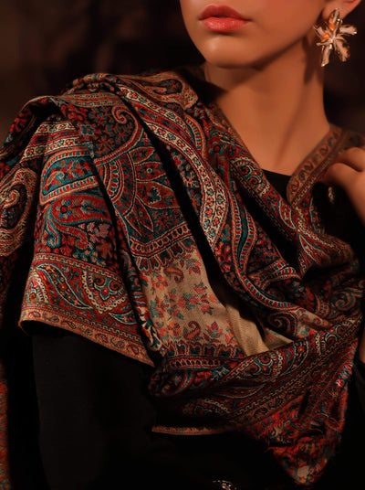 Pashtush Shawl Store Shawl Pashtush Womens Antique Heritage Design, Jamawar Shawl, Fine Wool