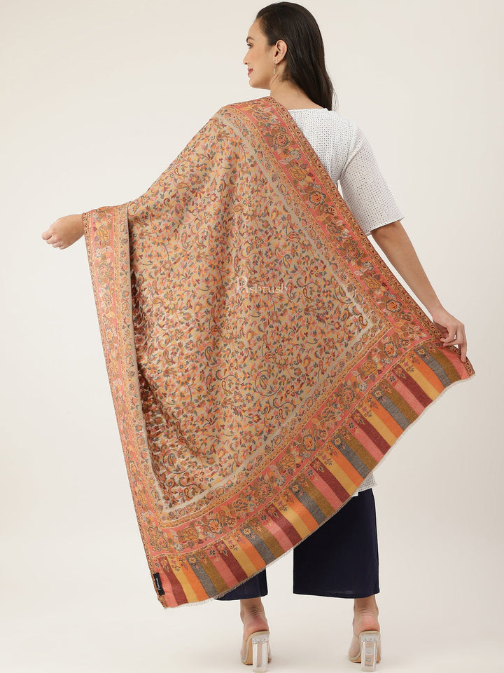 Pashtush India Womens Shawls Pashtush womens bamboo shawl Woven Ethnic Design, Beige