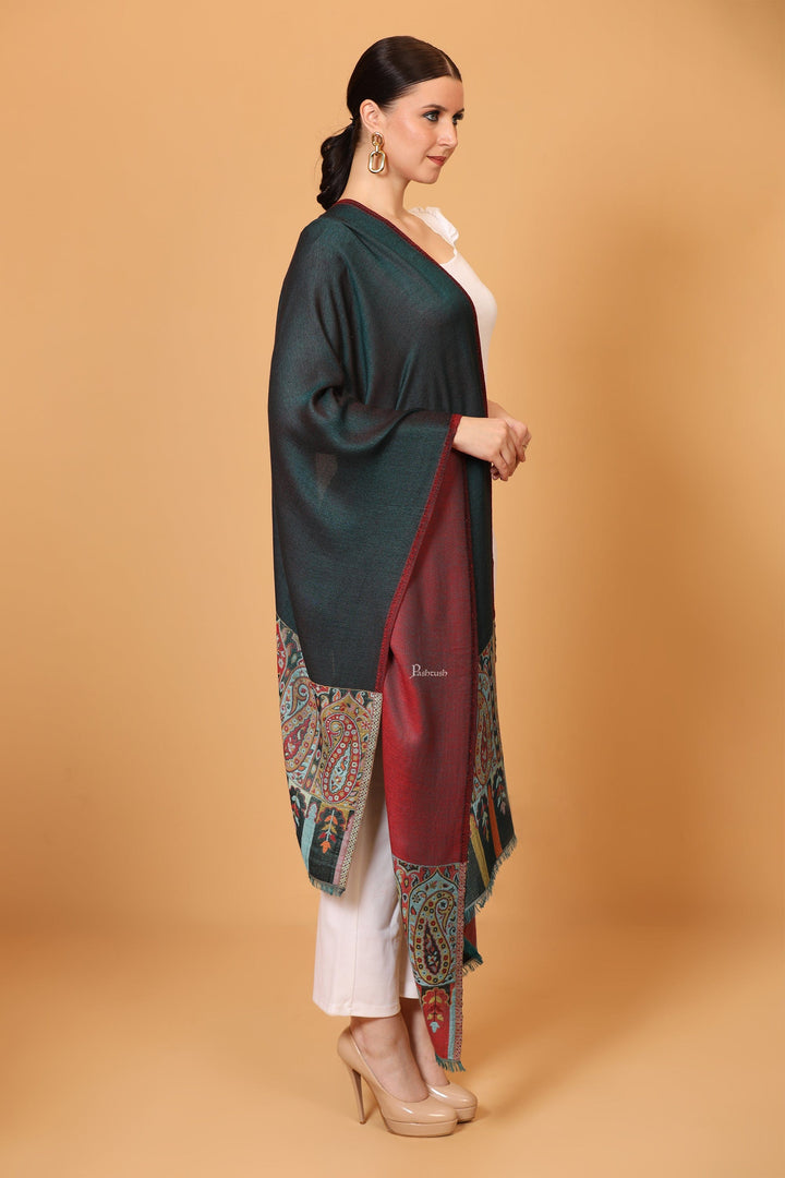 Pashtush India Womens Stoles and Scarves Scarf Pashtush womens Bamboo stole, Reversible Ethnic Weave Palla design, Multicolour