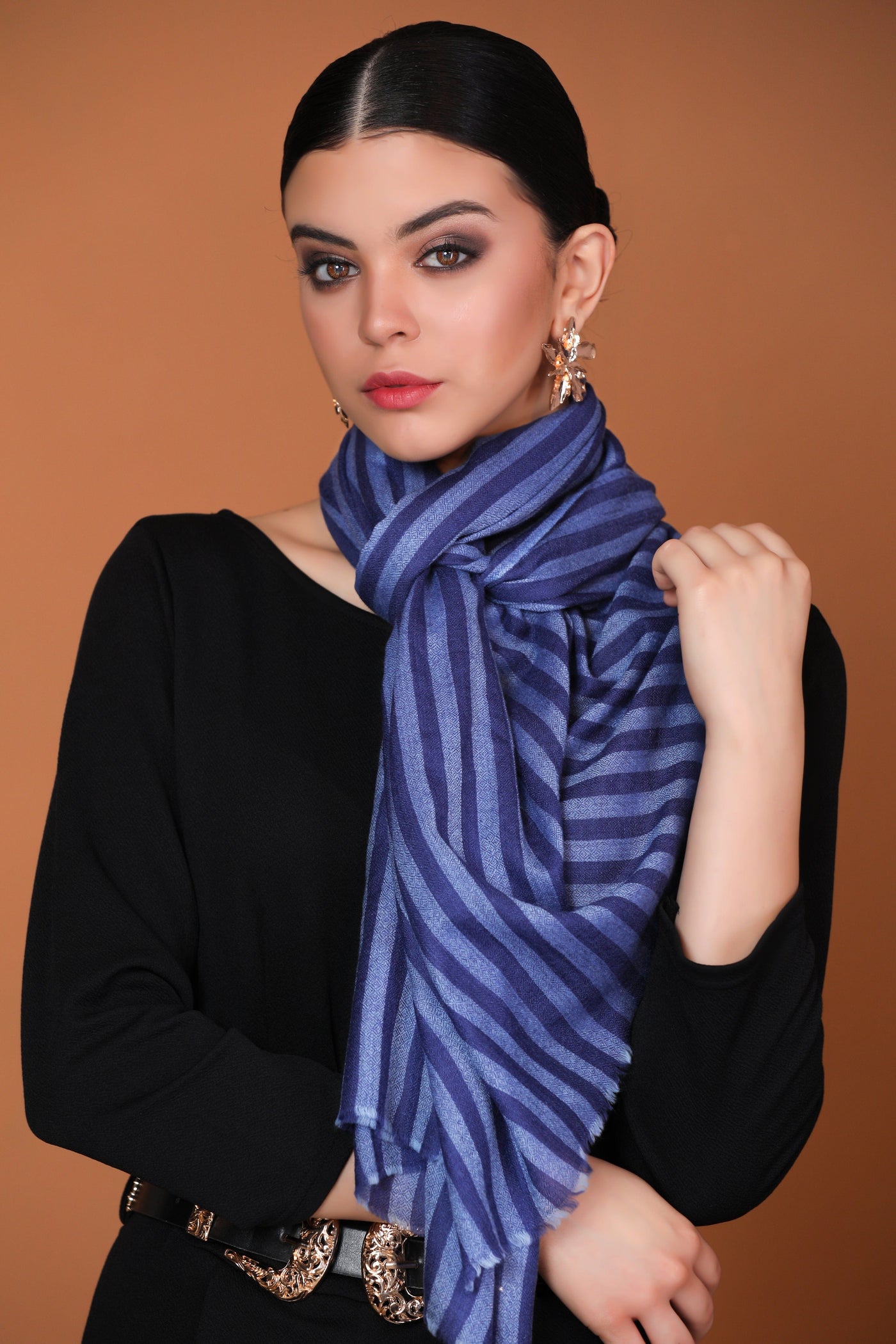 Pashtush India Womens Stoles and Scarves Scarf Pashtush Womens Cashmere And Wool Blended Scarf, Spruce Blue