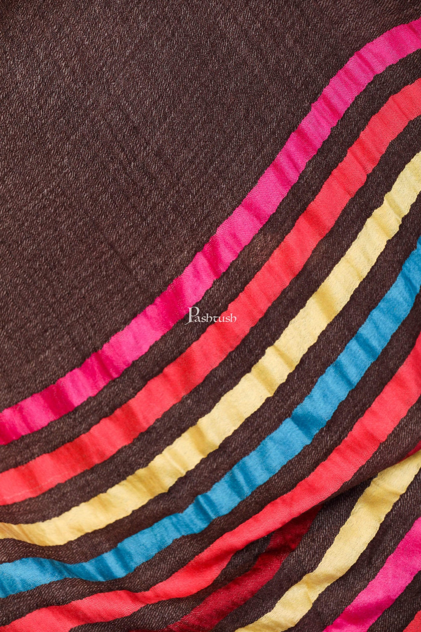 Pashtush Store Stole Pashtush Womens Cashmere and Wool Blended Scarf, with Fluro-Neon Stripes