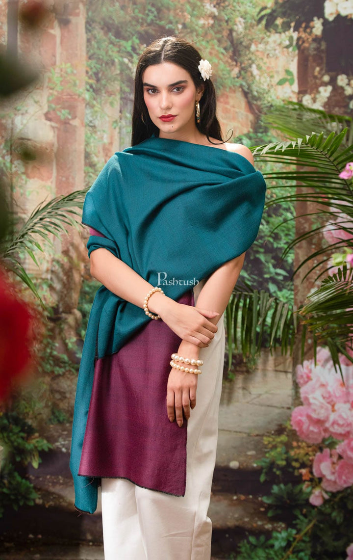 Pashtush India Womens Stoles and Scarves Scarf Pashtush womens cashmere stole, reversible design, Multicolour