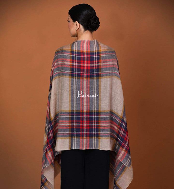 Pashtush Store Stole Pashtush Womens Cashmere and Wool Blended Checkered Scarf