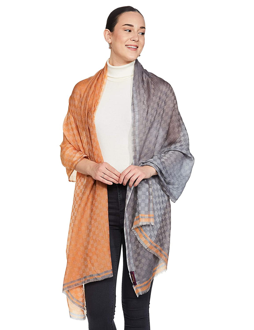 Pashtush India 70x200 Pashtush Womens Cashmere Wool Scarf, Reversible Twin Coloured Scarf, Amber Skies