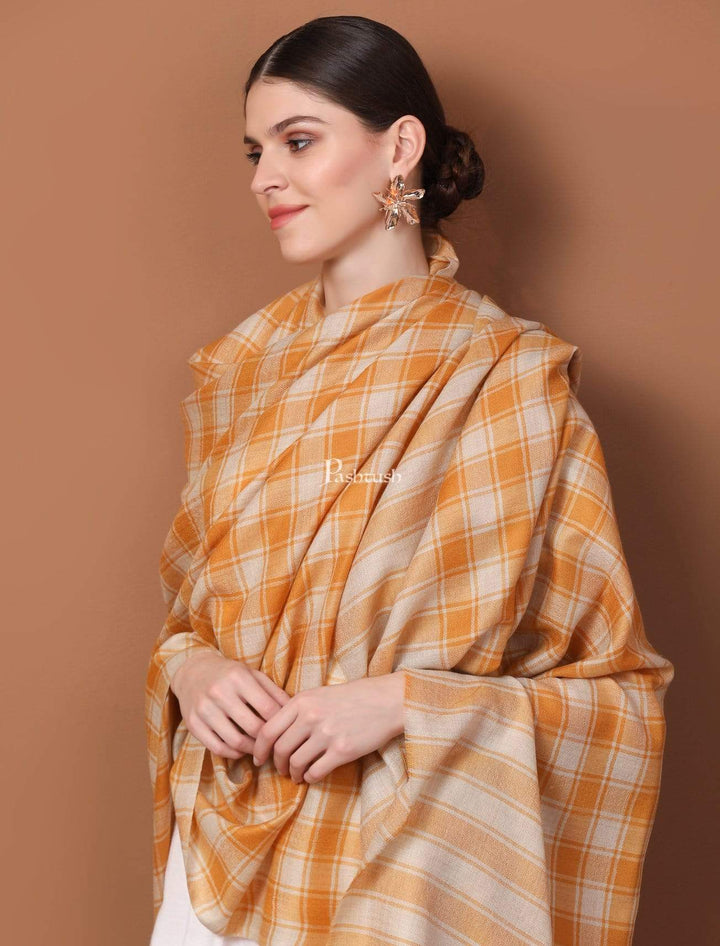 Pashtush Store Shawl Pashtush Womens Check Shawl, Ultra Soft and Warm, Fine Wool