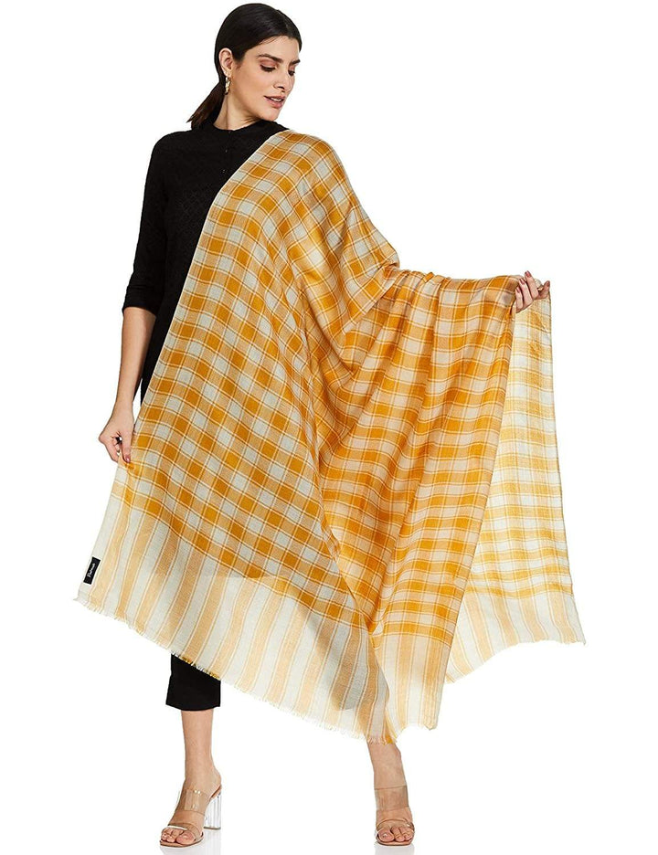 Pashtush India 100x200 Pashtush Womens Check Shawl, Ultra Soft and Warm, Fine Wool
