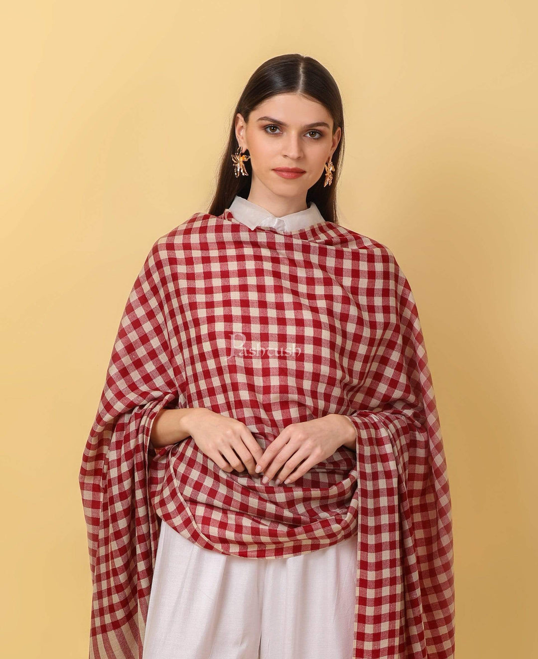 Pashtush India 100x200 Pashtush Womens Check Shawl, Ultra soft Wool, Full Size