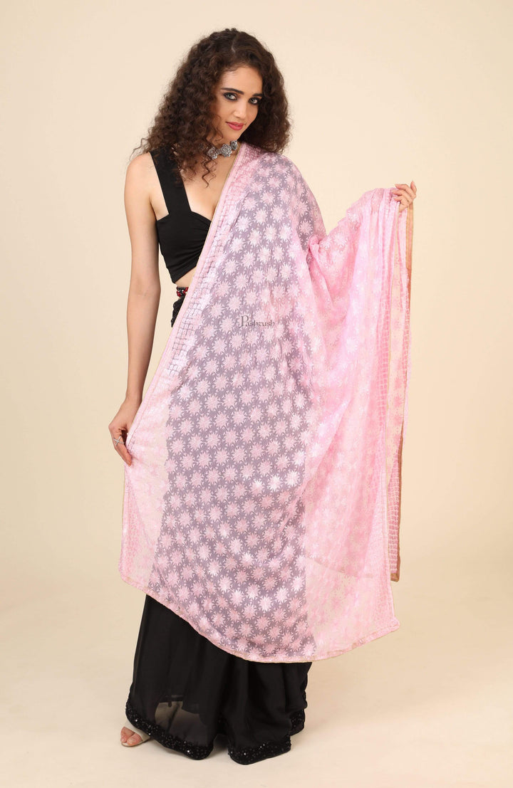 Pashtush India 114x228 Pashtush Womens Chiffon Dupatta, Light Weight, light pink