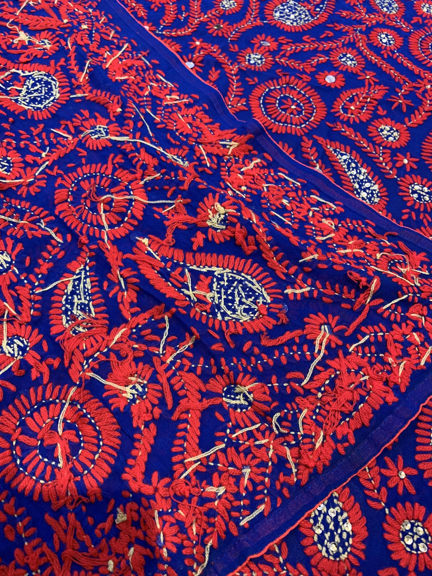 Pashtush Womens Dupatta, 100% Hand Embroidered Needlework Work, Free Size, Multi-Coloured