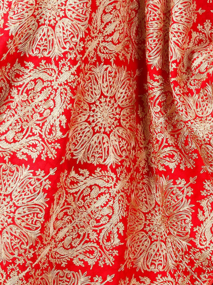 Pashtush India 70x200 Pashtush Womens Embroidered Bamboo Scarf, Soft Faux Pashmina, Scarlet Red