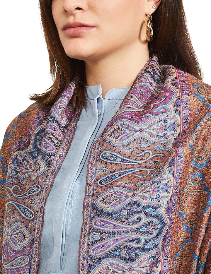 Pashtush India 100x200 Pashtush Womens Embroidered Jamawar Shawl, 100% Pure Wool (Woolmark Certified)