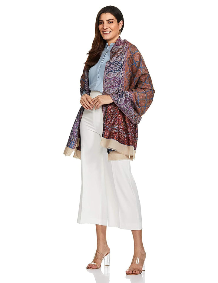 Pashtush India 100x200 Pashtush Womens Embroidered Jamawar Shawl, 100% Pure Wool (Woolmark Certified)