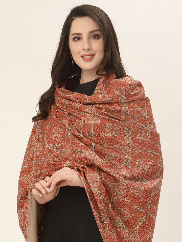 Pashtush India Womens Shawls Pashtush Womens Embroidery Shawl, Fineembroidery, Intricate Needlework