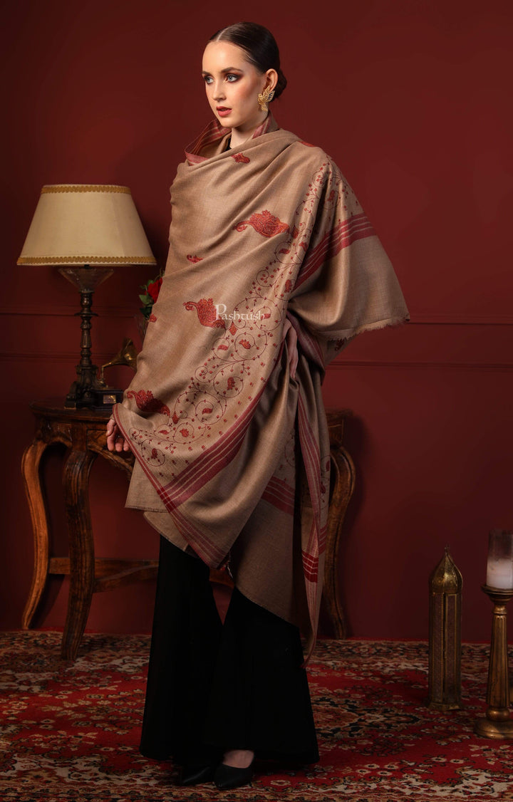 Pashtush India 114x228 Pashtush Womens Embroidery Shawl, Large and Warm