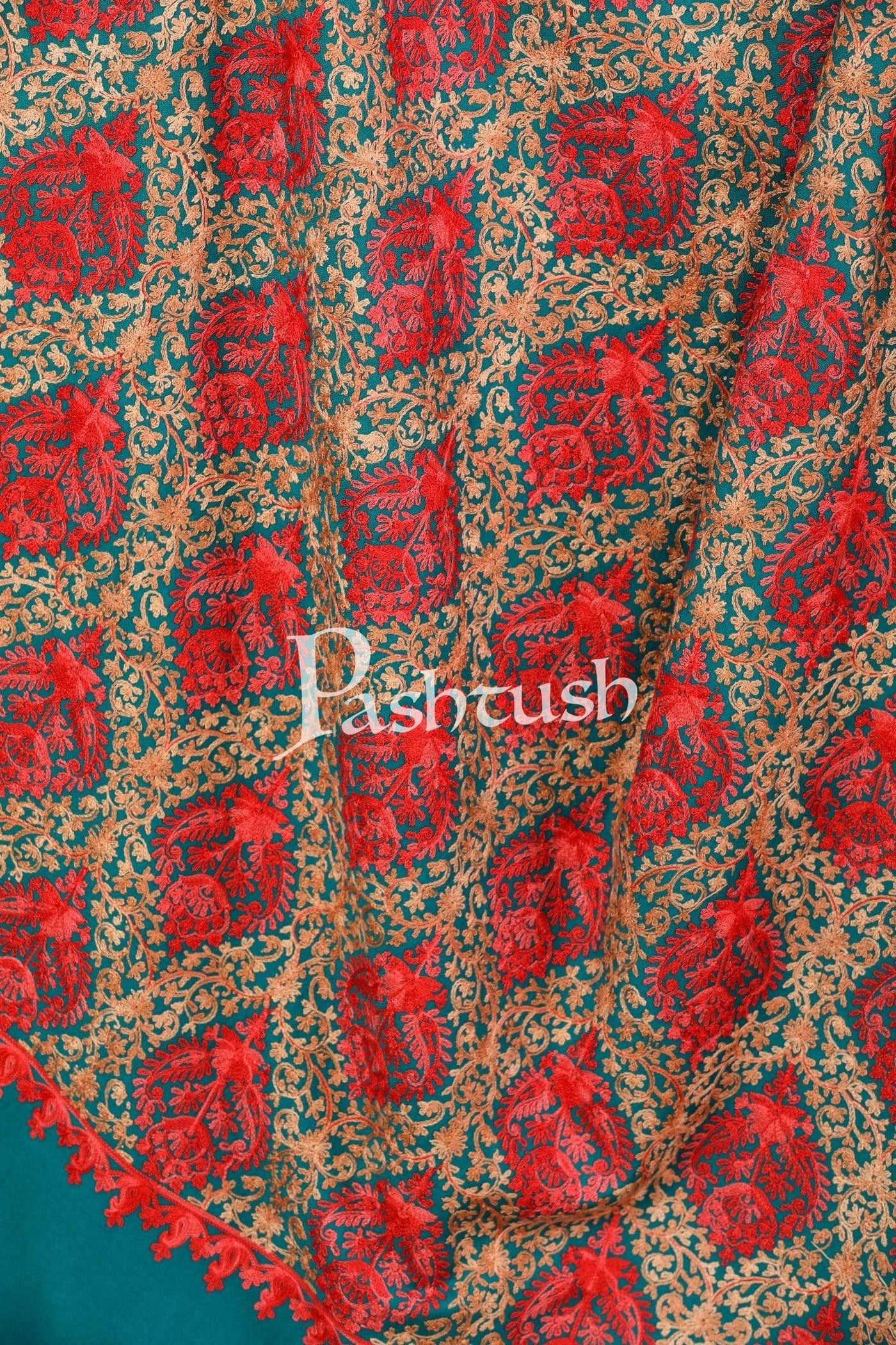 Pashtush Shawl Store Shawl Pashtush Womens Embroidery Shawl, Silky Thread work - Faux Pashmina