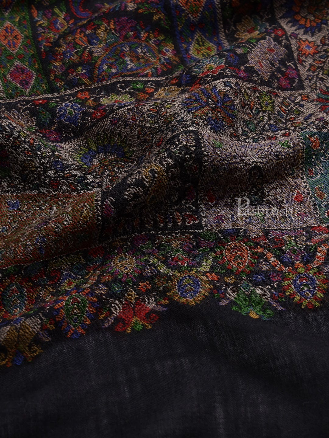 Pashtush India Womens Shawls Pashtush Womens Extra Fine Ethnic Shawl, Pure Wool, Woolmark Certificate, Multicolour