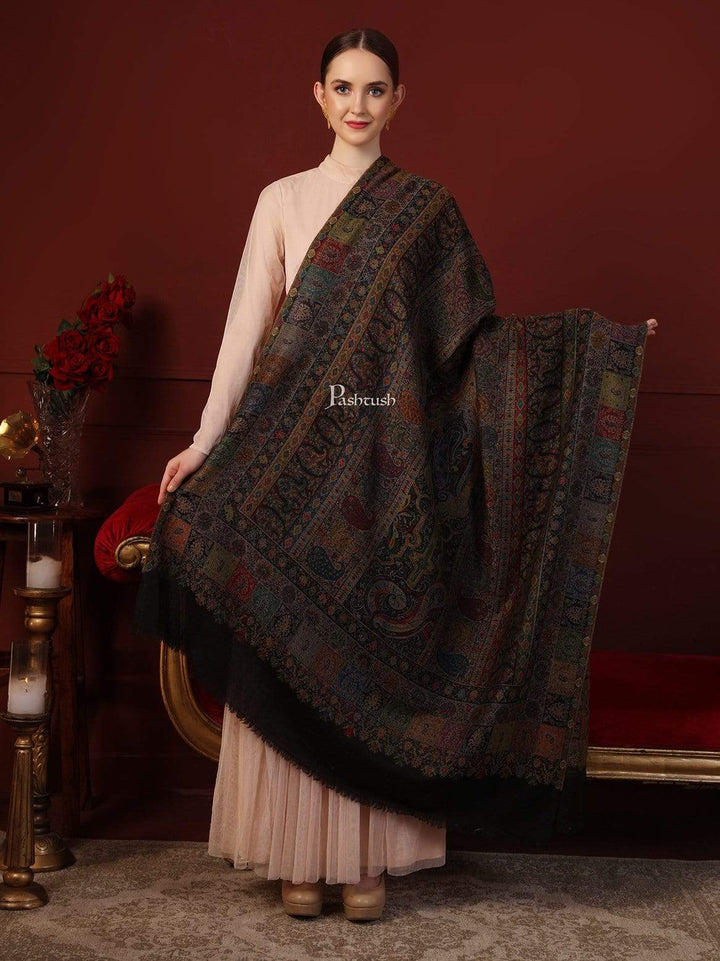 Pashtush India 100x200 Pashtush Womens Extra Fine Kaani Shawl, Pure Wool, Woolmark Certificate