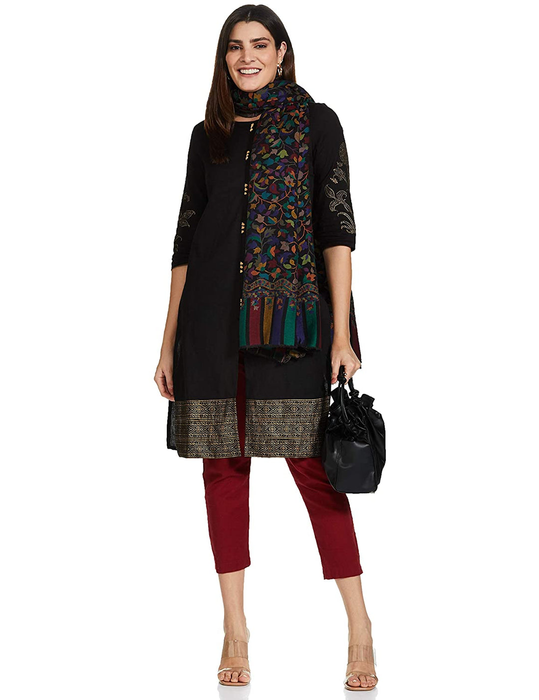 Pashtush India 100x200 Pashtush Womens Extra Fine Soft Kaani Weave Shawl, Fine Wool