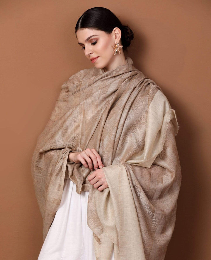 Pashtush India 114x228 Pashtush Womens Extra Fine Wool Shawl, Jacquard, Soft, Warm and Ultra Light Weight